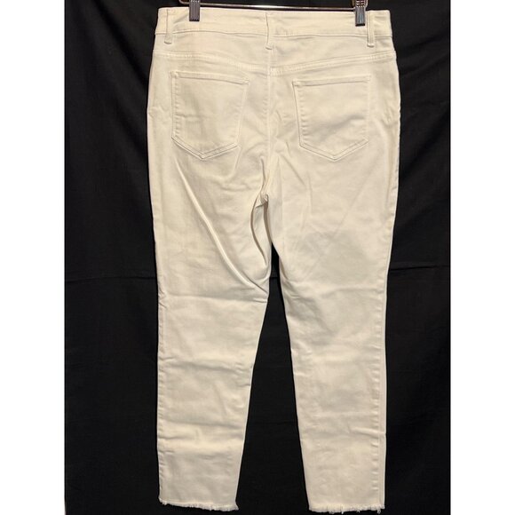 Chicos Platinum White Jeggings Size 0 Frayed Hem Stretch Denim Pants - Picture 2 of 8